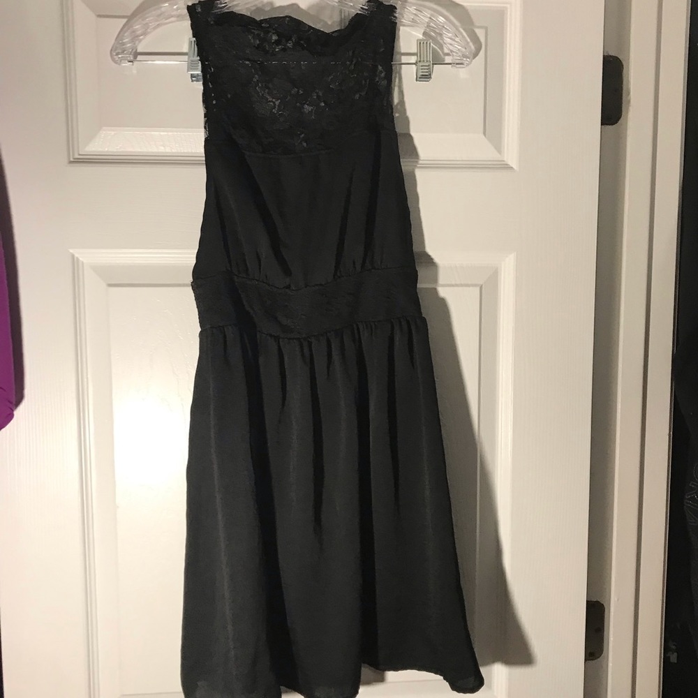 Black lace mini dress